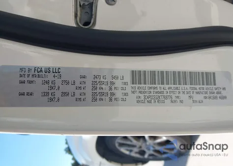 2019 Dodge Journey Gt из США, поврежденный, VIN 3C4PDCEG2KT769776